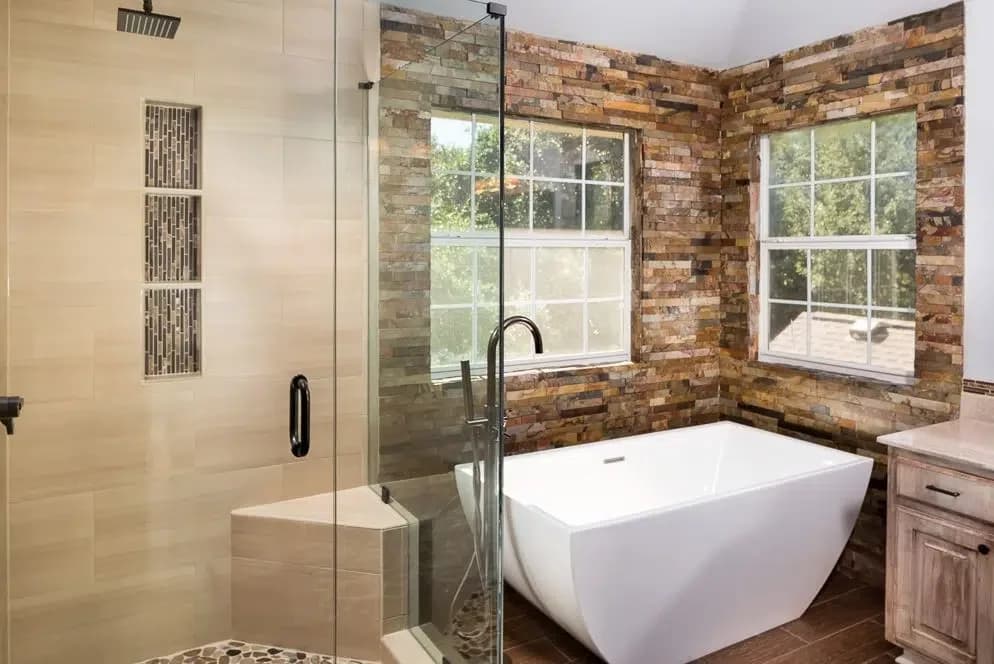 Custom tile shower renovation by i30 Builders in DFW, Texas