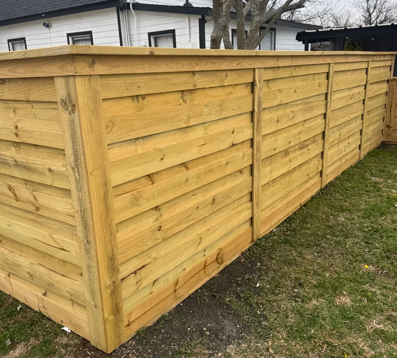 Stained horizontal fence