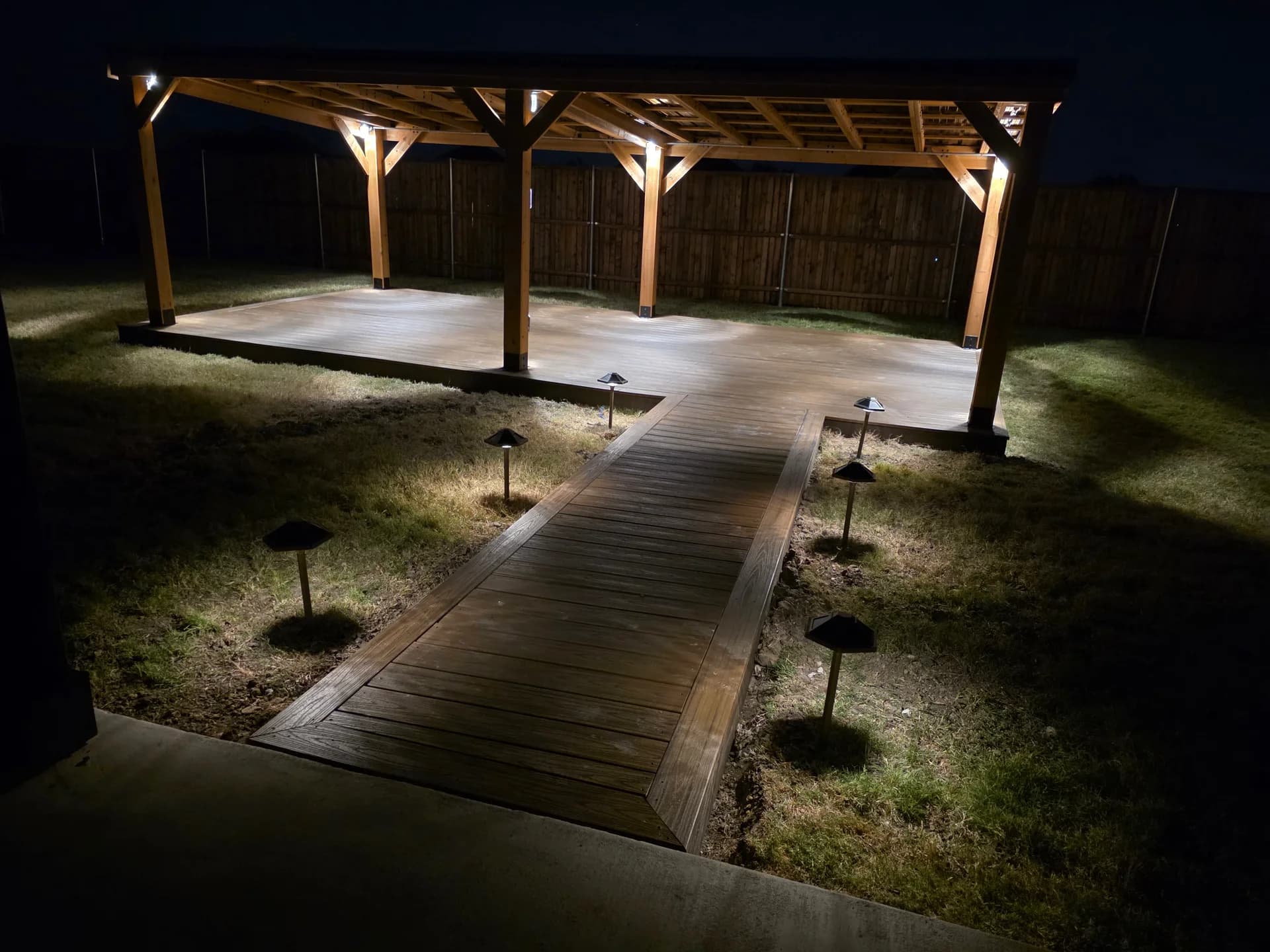 Cedar Pergola with Café Lighting photo 3