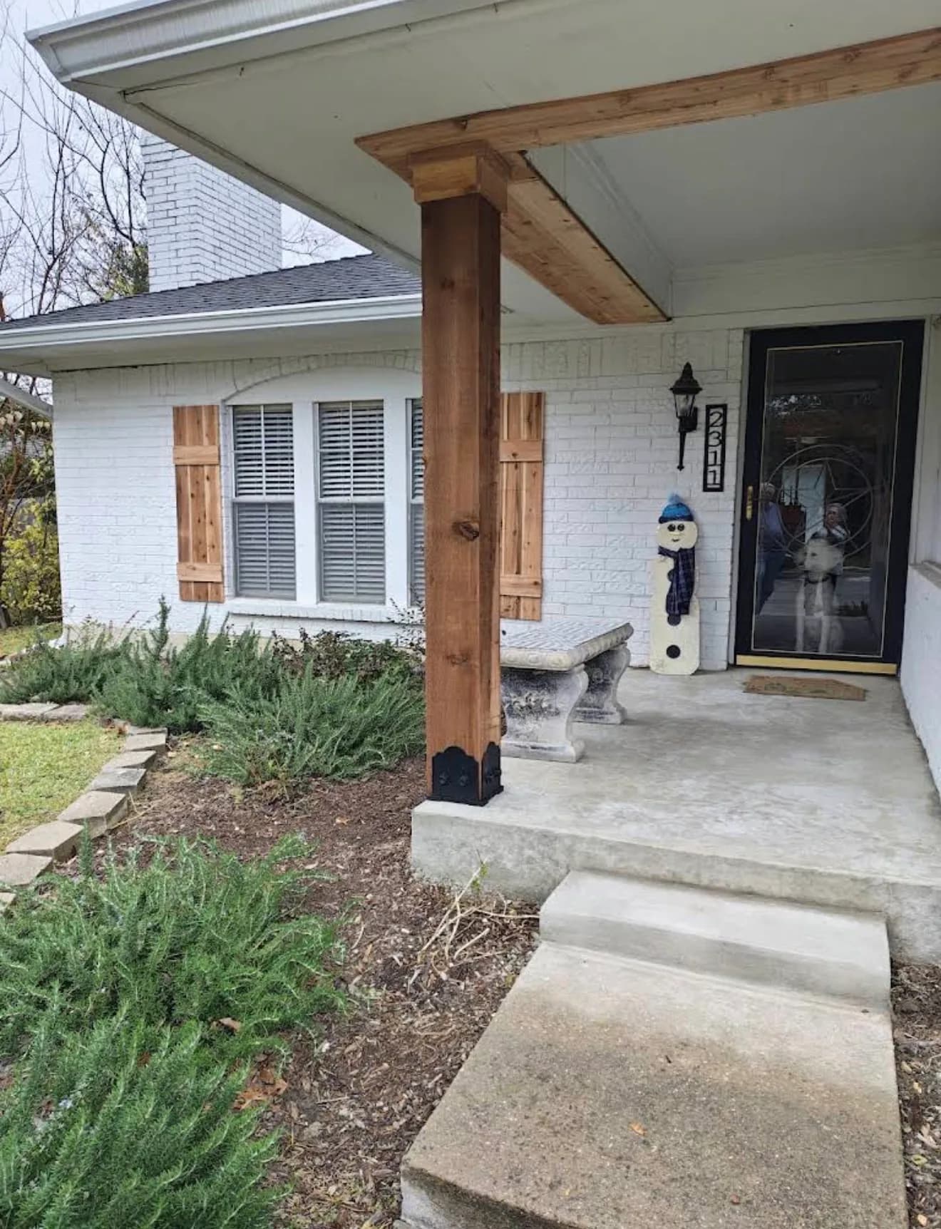 Cedar Shutters & Porch Column Refresh photo 2